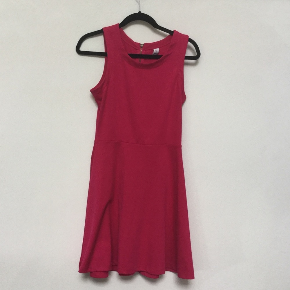 Old Navy Pink Exposed Zipper Dress Size Small Stretchy Skater Skirt Bottom